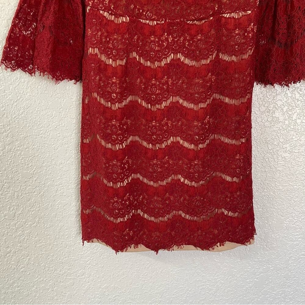 Lulus Heartthrob Rust Red Lace Flounce Sleeve Min… - image 5